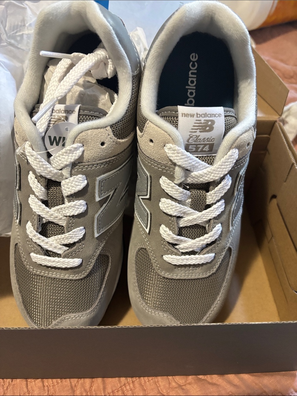 New Balance Kids Grey and White Classic 574 Sneakers